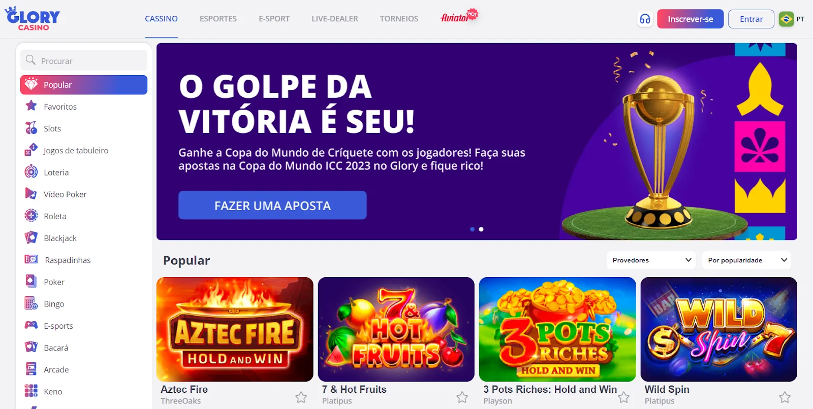 Glory Casino pagamento